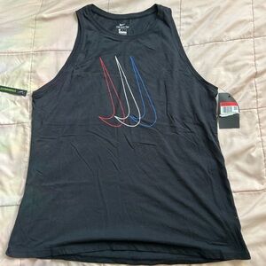 Nike Women’s Black Tank Top with Red and Blue Accents